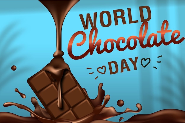 Vector a poster for a world chocolate day with a picture of a chocolate bar and the words world chocolate