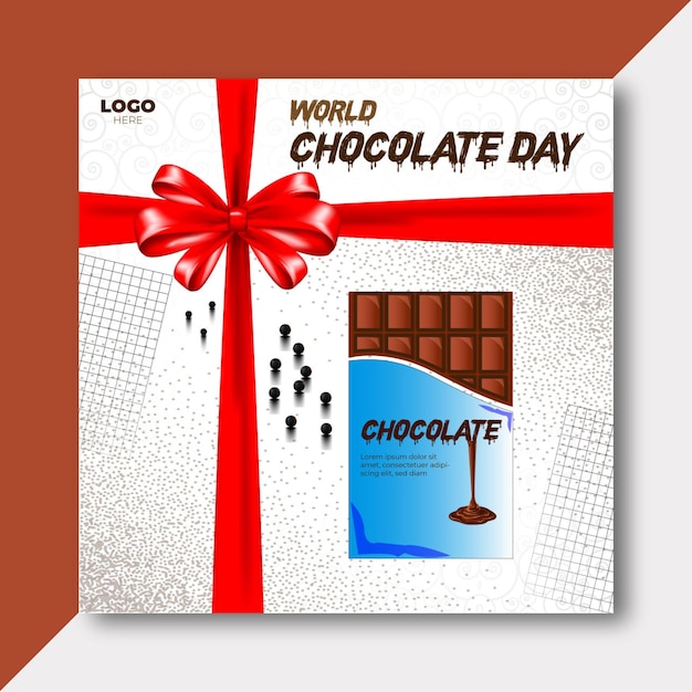 Vector a poster for world cup day with a red ribbon and a picture of a world of chocolate