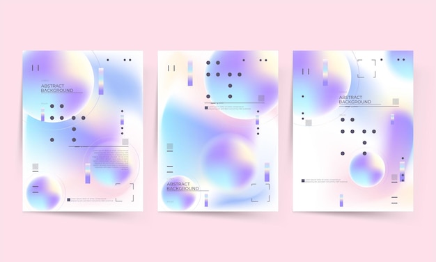 Posters set with gradient shapes composition