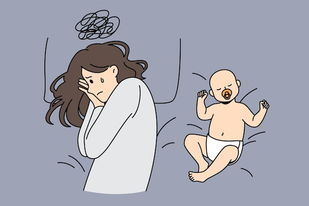 Postpartum depression and parenthood concept