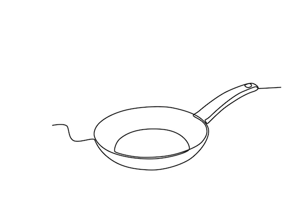 A pot of cooking utensils Cooking and kitchen tools oneline drawing