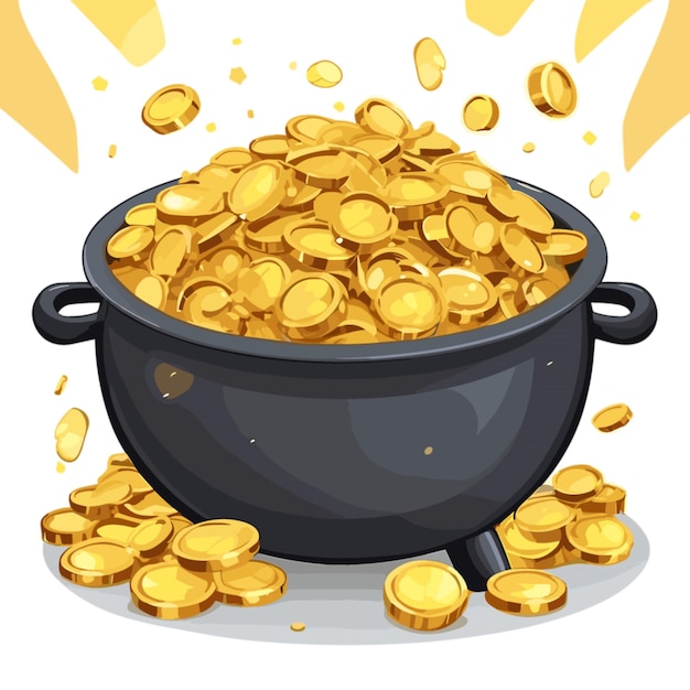 Pot of gold flat vector detailed cartoon