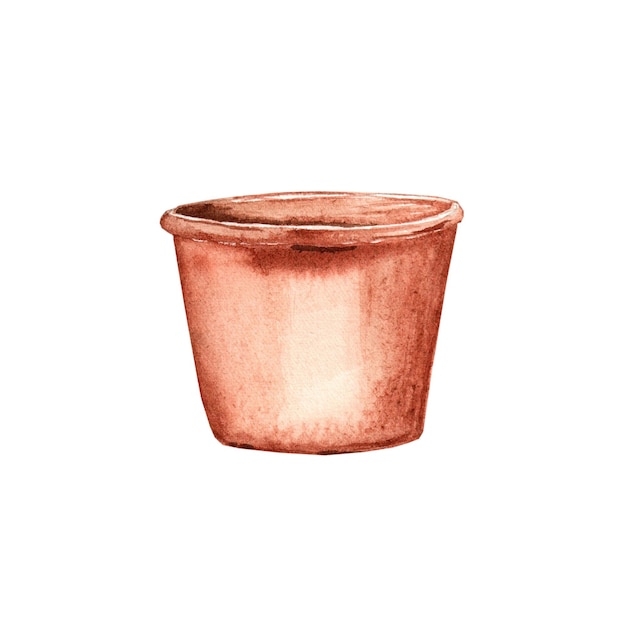 Vector pot for plants hand drawn watercolor illustration