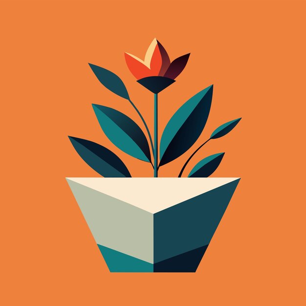 Vector a pot with a flower in it that has the word tulips on it