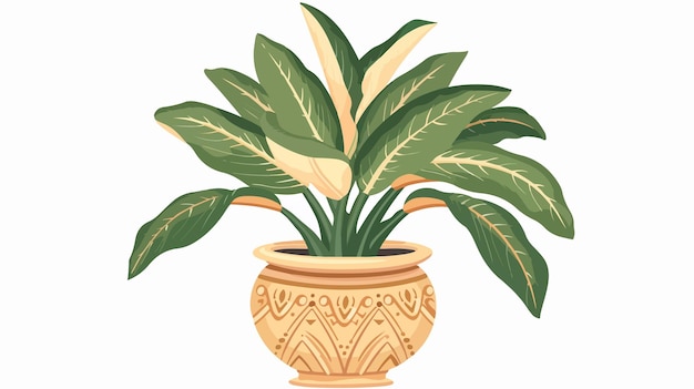 Vector a pot with a plant in it that has the leaves in it