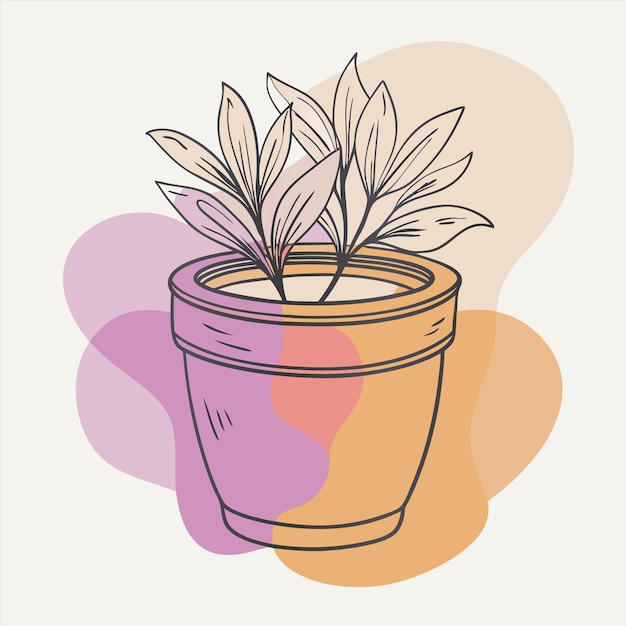 Vector a pot with a plant in it that has the word  pot  on it