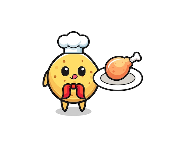 Potato chip fried chicken chef cartoon character  cute design