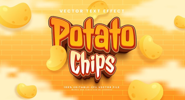 Potato chips editable vector text effect for snack products