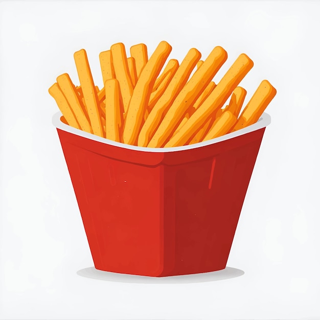 Potato french fried in a red bucket Fast food vector illustration