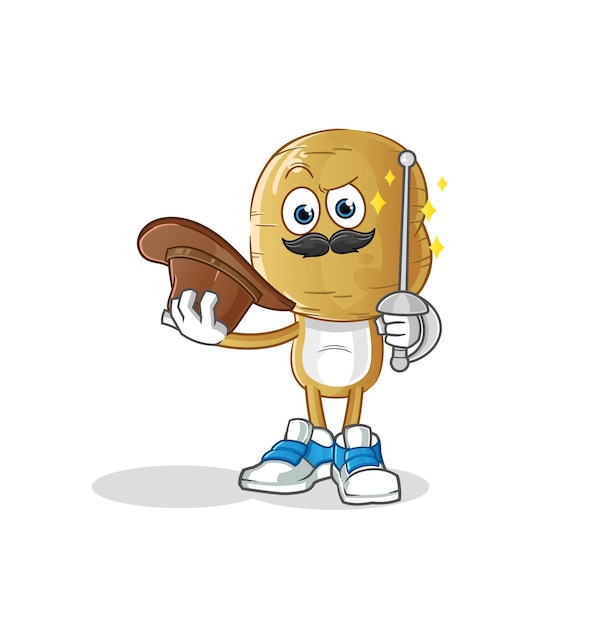 Potato head cartoon fencer character cartoon mascot vector