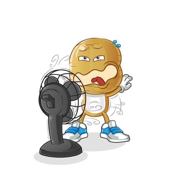 Potato head cartoon in front of the fan character cartoon vector