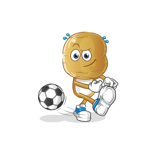 Potato head cartoon kicking the ball cartoon mascot vector