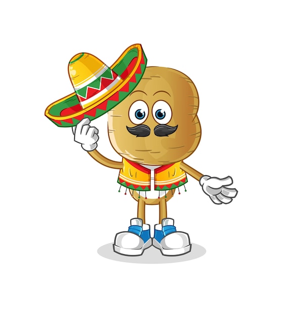 Potato head cartoon Mexican culture and flag cartoon vector