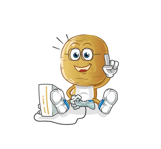 Potato head cartoon playing video games cartoon character