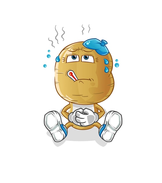 Vector potato head cartoon sick vector cartoon character