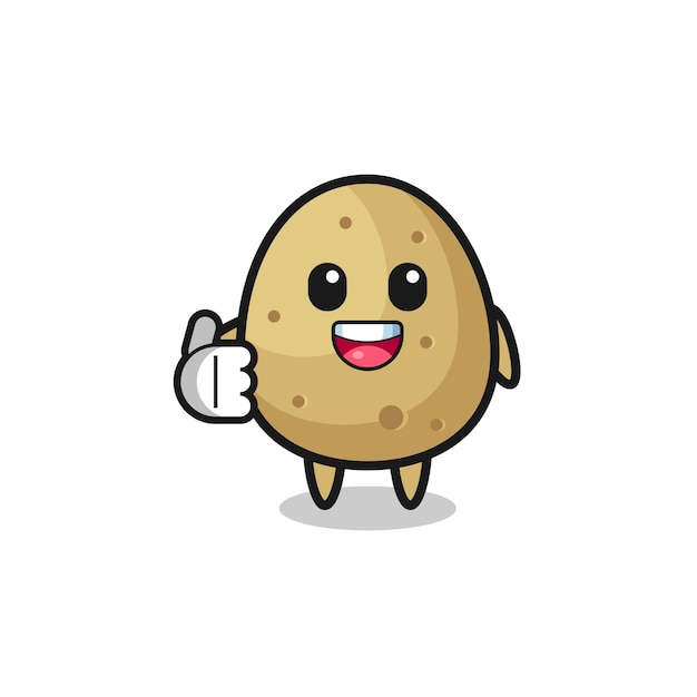 Potato mascot doing thumbs up gesture cute design