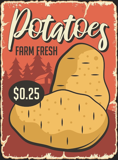 Potato vegetable promo poster banner design vector template