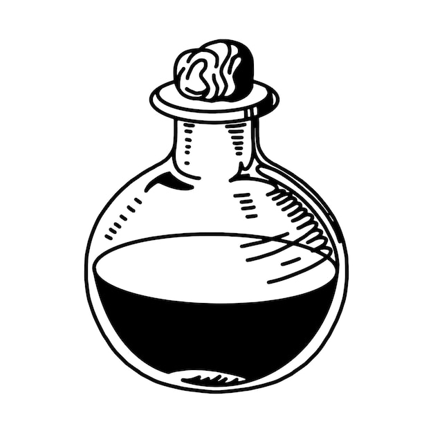 Potion bottle poison flask halloween and witch elements isolated cartoon style