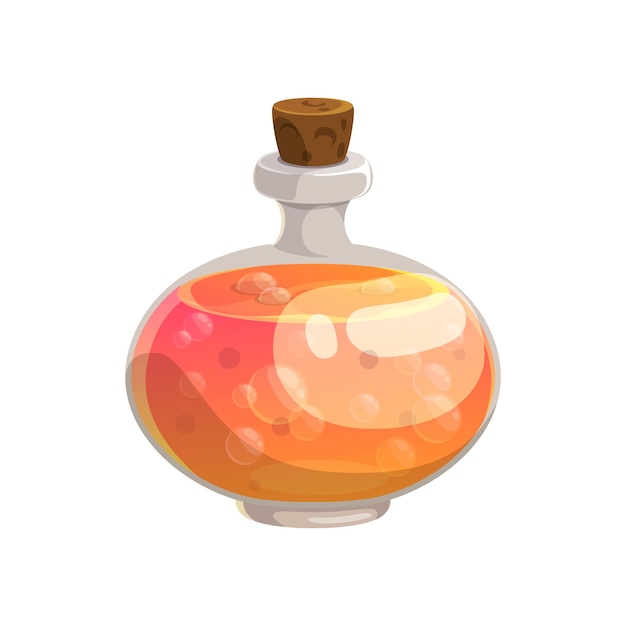 Potion bottle with orange boiling liquid icon