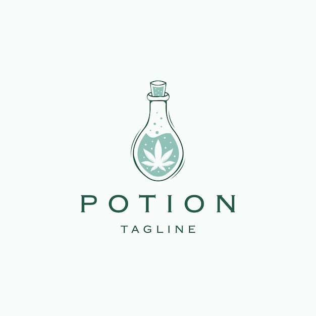 Potion cannabis logo icon design template flat vector illustration