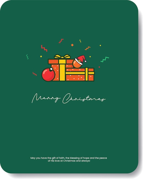 Potrait Christmas Greeting Card with Playfull Ornaments in Flat design