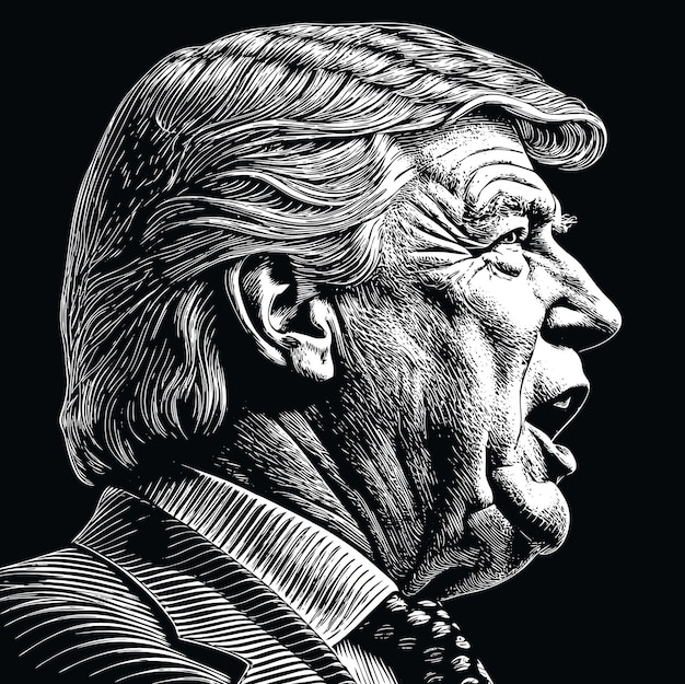 Potrait of Donald Trump speaking vector illustration