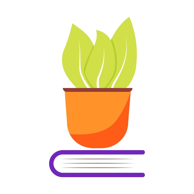 Potted plant on book semi flat color vector object