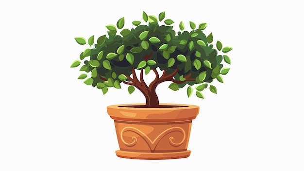 a potted tree with a pot of flowers