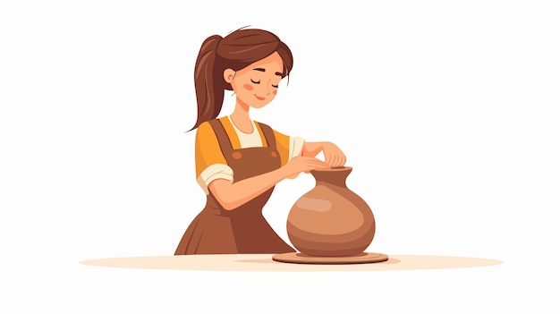 Pottery Artist Sculpting Vase Creative Young Woman Working with Clay