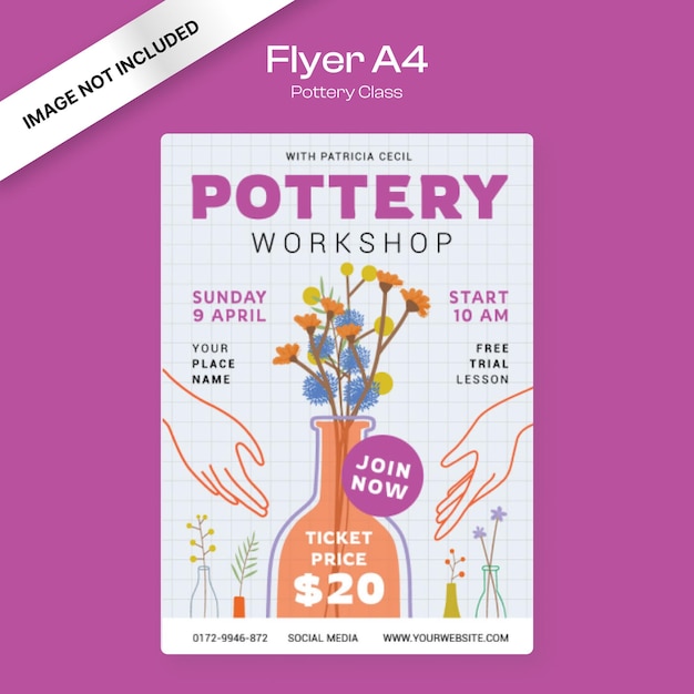 Vector pottery class flyer template