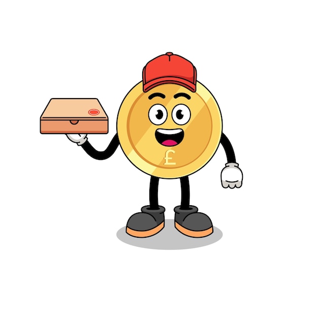 Pound sterling illustration as a pizza deliveryman