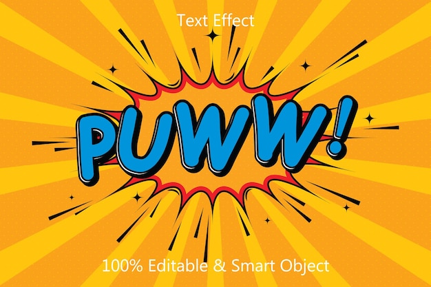 Pow editable text effect 3 dimension emboss comic style