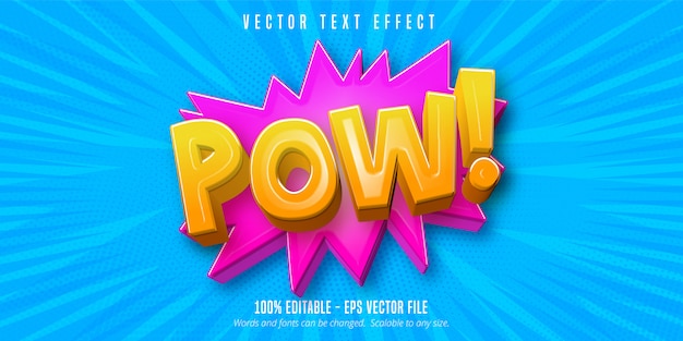 Pow text, comic style editable text effect