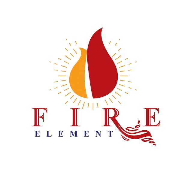 The power of burning flame, fire element abstract vector logo for use as marketing design symbol.