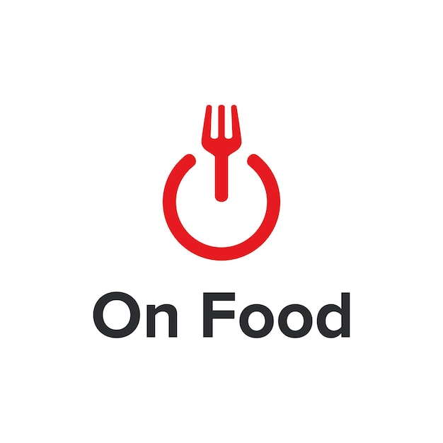 on power button and fork food simple sleek creative geometric modern logo design