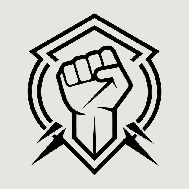 Vector power fist line art logo design vector art and illustration