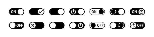 Power on or off button Set of switch button icon set Turn on and turn off switch button On and off