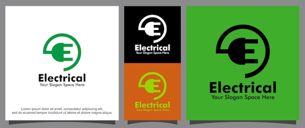 Power plug and letter E logo template