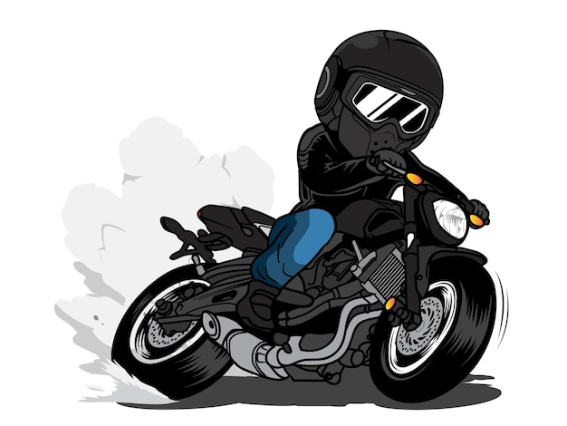 Power slide a Bike motorcycle cartoon vector