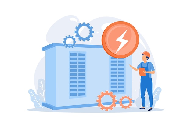 Power station electrical energy generation electricity production vector illustration