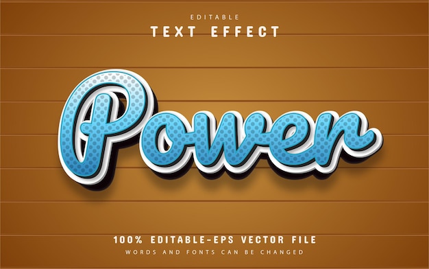 Power text, blue cartoon style text effect