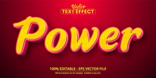 Power text, cartoon style editable text effect