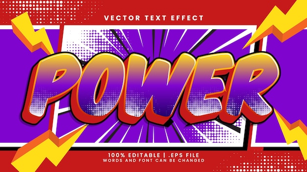 Power text effect editable cartoon and comic text style