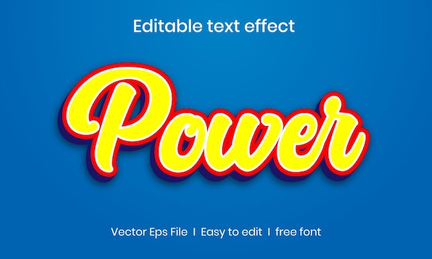 Power text effect template premium vector