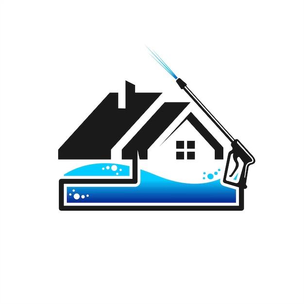 power wash logo with house concept