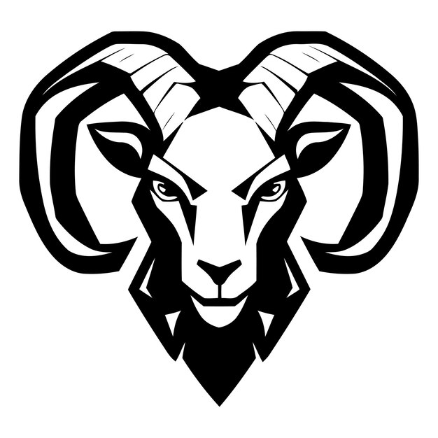 Vector a powerful black and white illustration of a rams head perfect for logo design branding and sports imagery