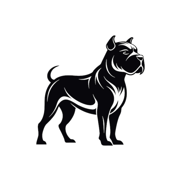 Powerful Bullmastiff Silhouette for Professional Dog Training Service Logos black and white