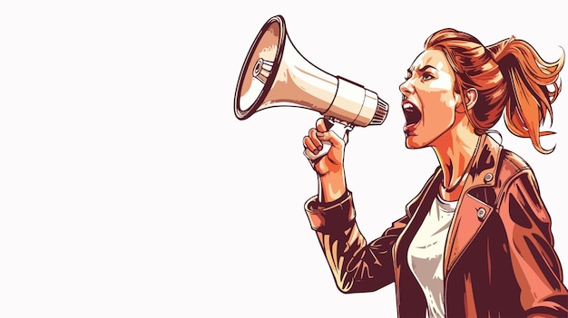 Powerful Businesswoman Shouting Through Megaphone