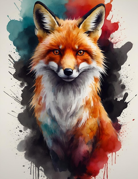 powerful colorful fox face logo facing forward