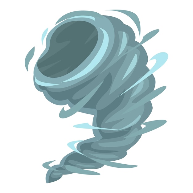 Vector powerful destructive blue tornado rotating natural disaster illustration